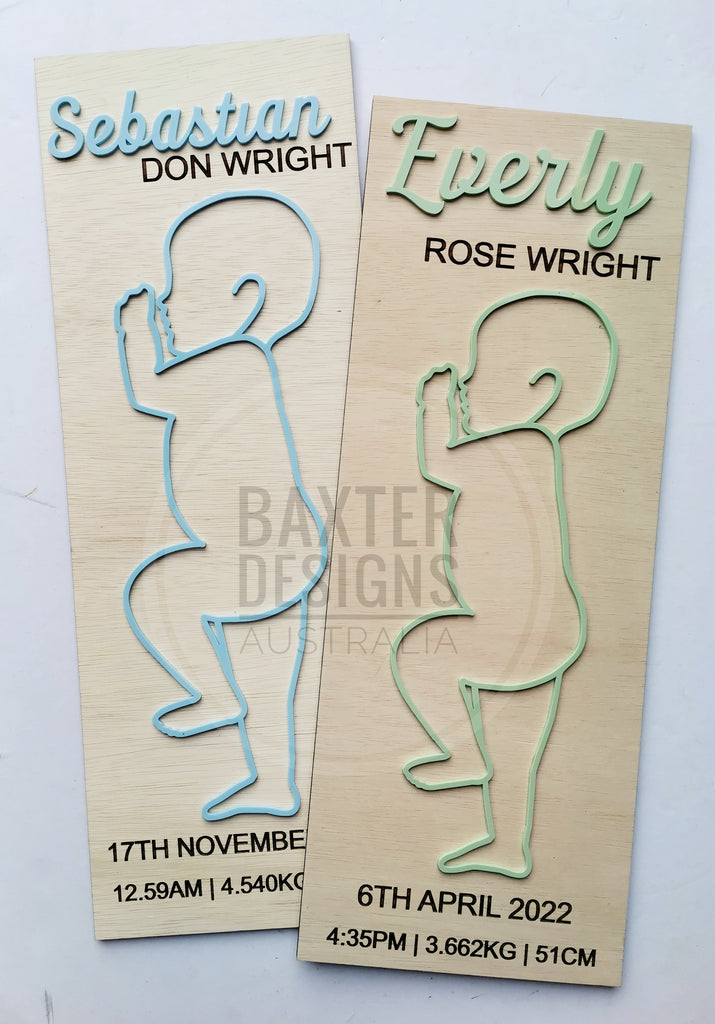 Personalised 3D Baby Birth Ruler Wooden Acrylic 1:1 Height Scale