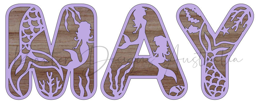Acrylic and Wooden Mermaid Letter Name Wall Sign