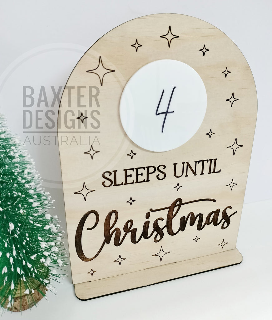 Christmas Countdown Sleeps Until Christmas Wooden Stand