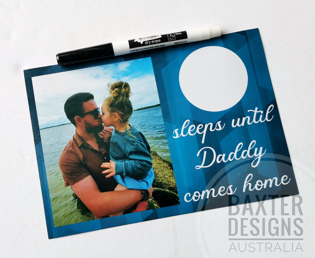 Sleeps until Daddy comes home magnetic fridge sign magnet board with picture