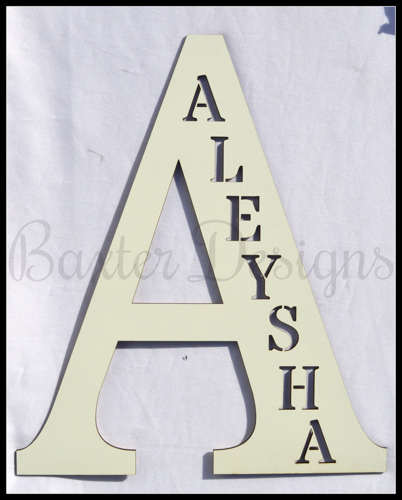 wooden letters personalised white