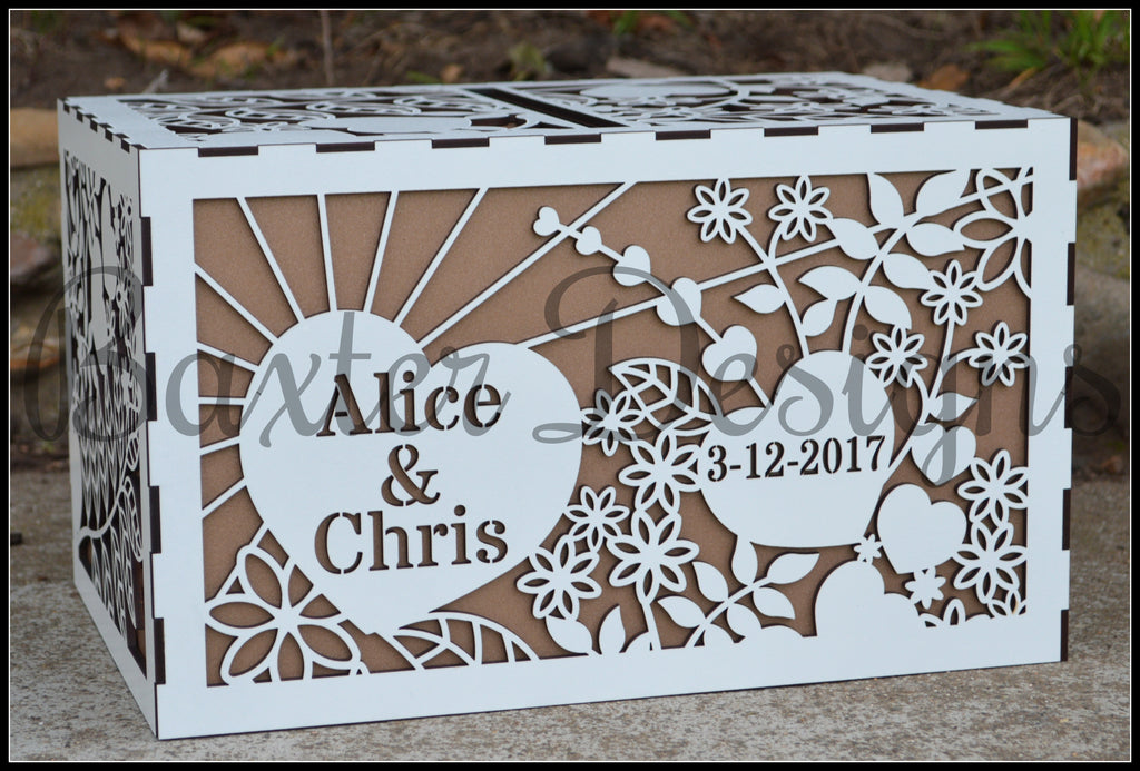 FLAT PACK of Double Box Wooden Wedding Engagement Party Card Wishing Well Box Painted