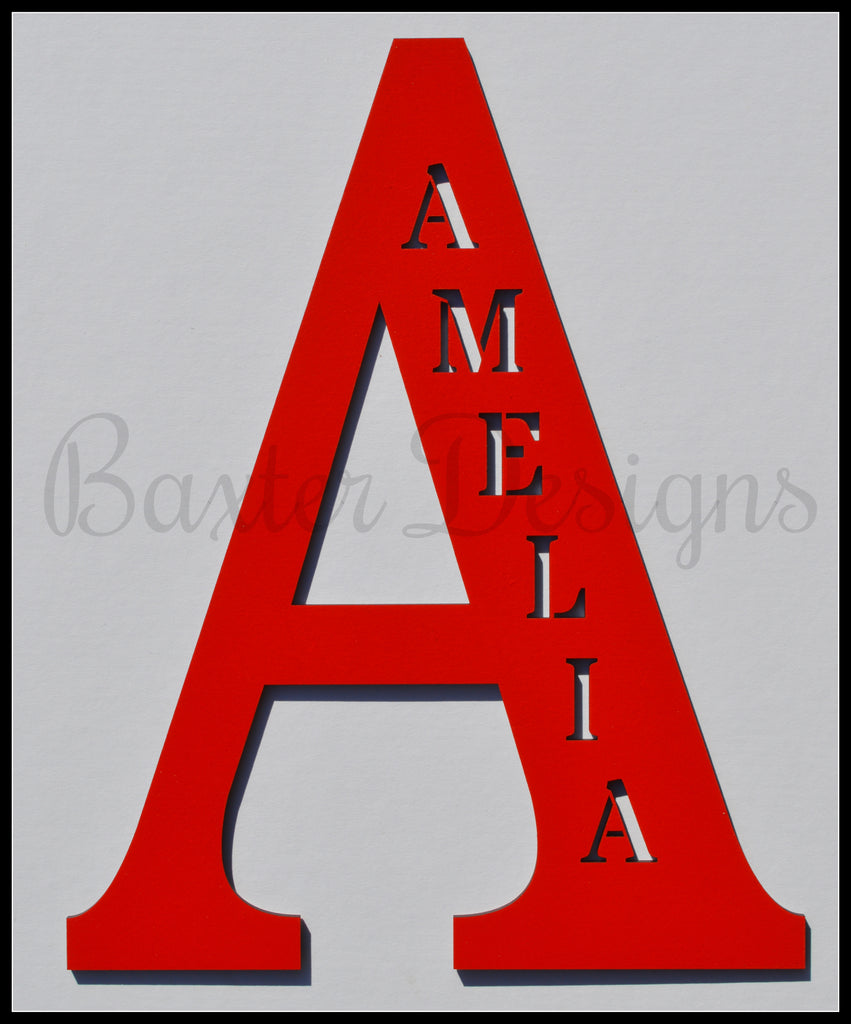 wooden letters personalised red