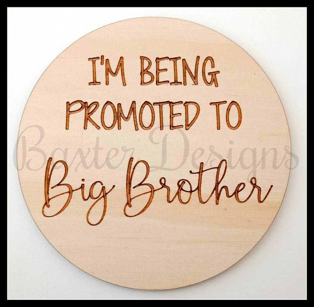 I'm being promoted to a Big Brother baby announcement discs