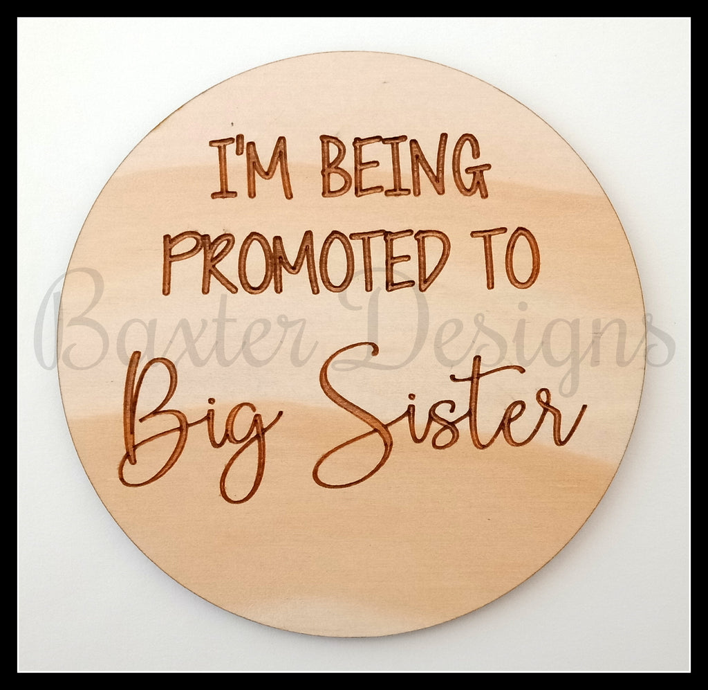 I'm being promoted to a Big Sister baby announcement discs