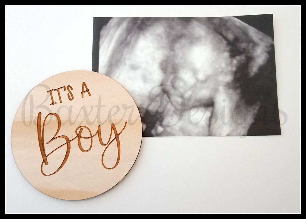 Its a boy baby announcement disc - gender reveal sign