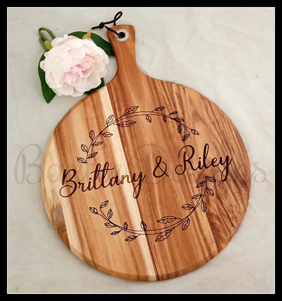 Personalised Wooden Round Chopping Boards Wedding Anniversary Gift Present Birthday