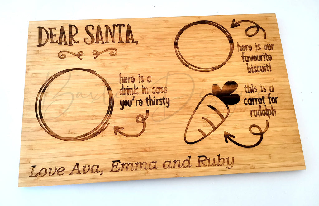 Personalised Santa Chopping Board - Christmas Milk & Biscuits