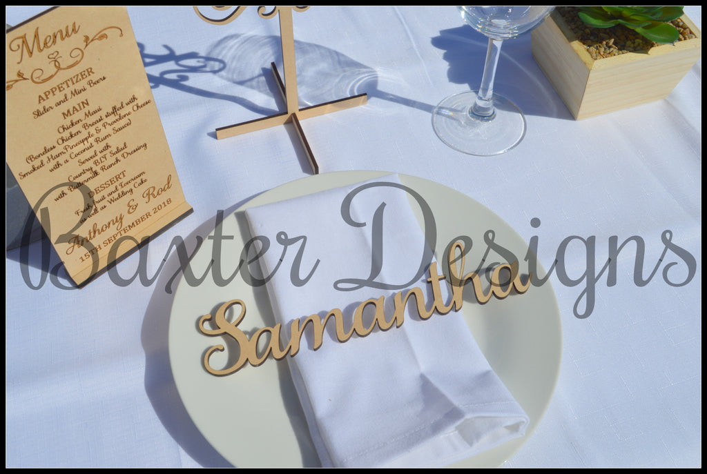 Wedding Name Cards Wooden and Acrylic Plate Names