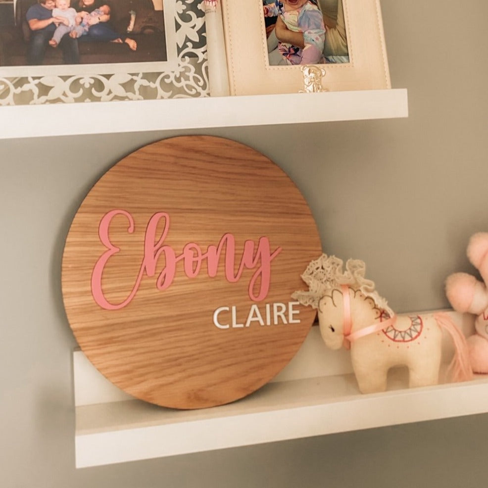 Personalised Wood 3D Name Plaque Pastel Pink Acrylic
