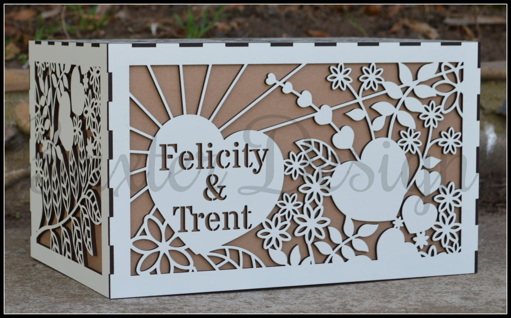 FLAT PACK of Double Box Wooden Wedding Engagement Party Card Wishing Well Box Painted