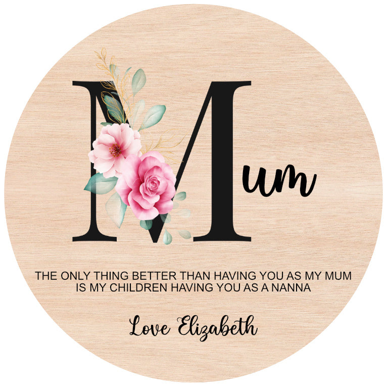 Printed Personalised Mum Floral Mothers Day Sign