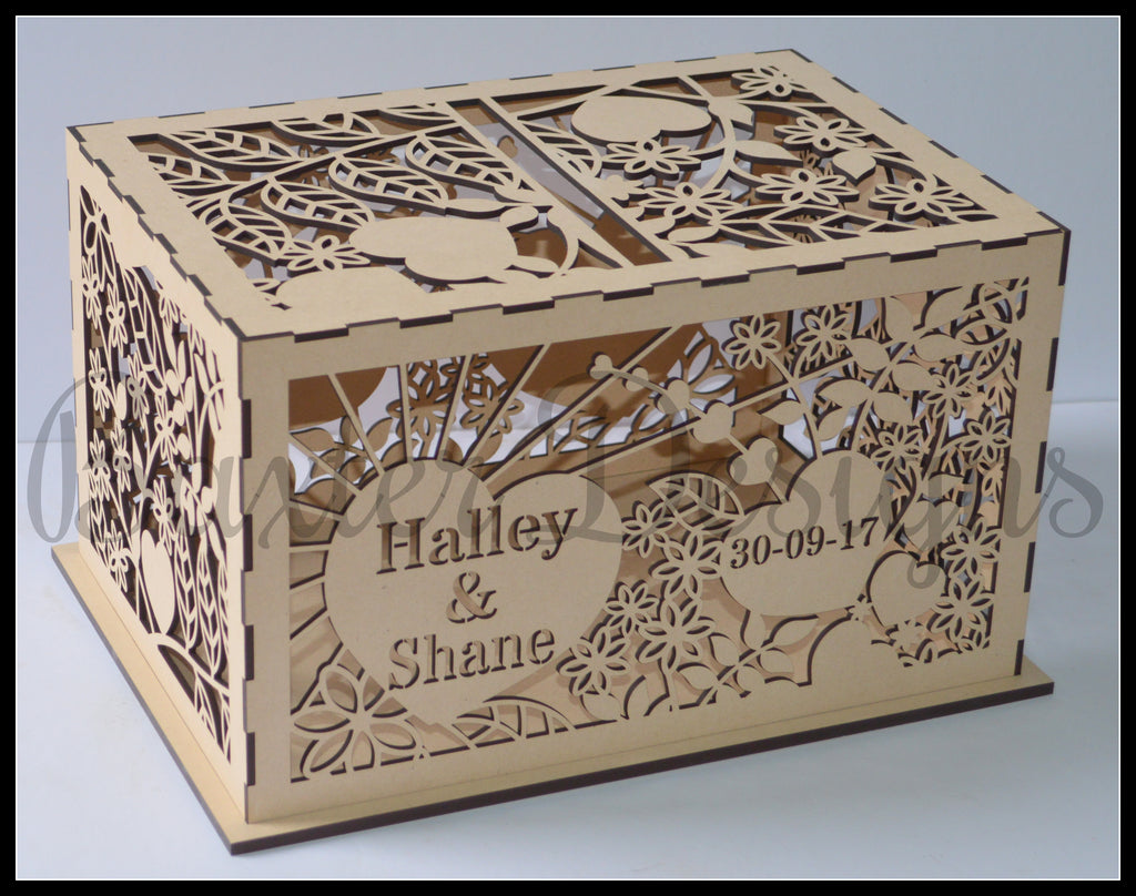 FLAT PACK of Single Box RAW Wooden Wedding Engagement Party Card Wishing Well Box