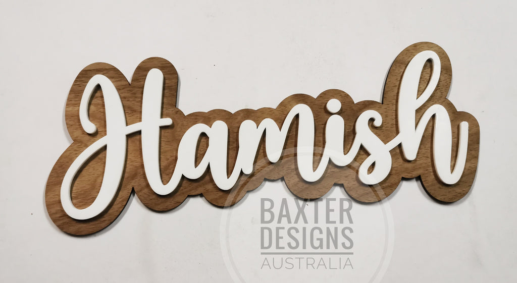 Wood & Acrylic Wall Hanging Name Sign 3D Plaque