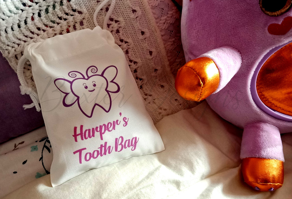 Personalised Name Tooth Fairy Bag Custom Boy Girl