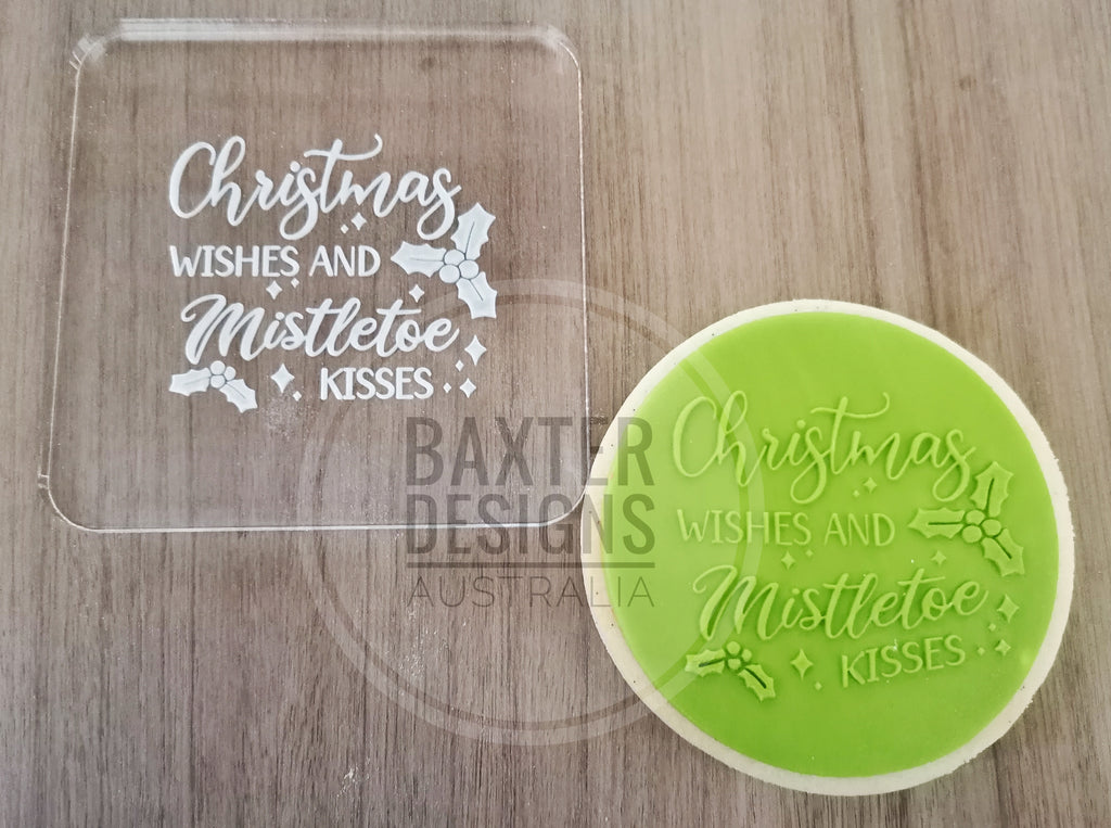 Fondant Cookie Biscuit Stamp Christmas Wishes and Mistletoe kisses