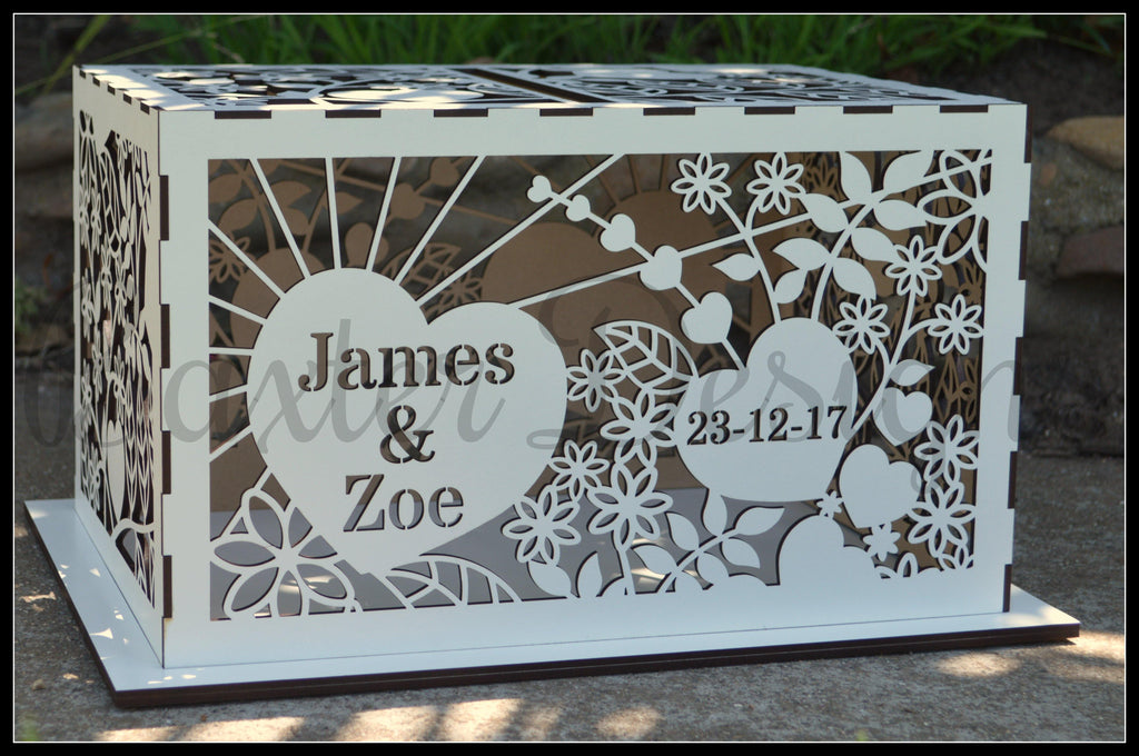 FLAT PACK of Single Box Wooden Wedding Engagement Party Card Wishing Well Box Painted - Baxter Designs Australia