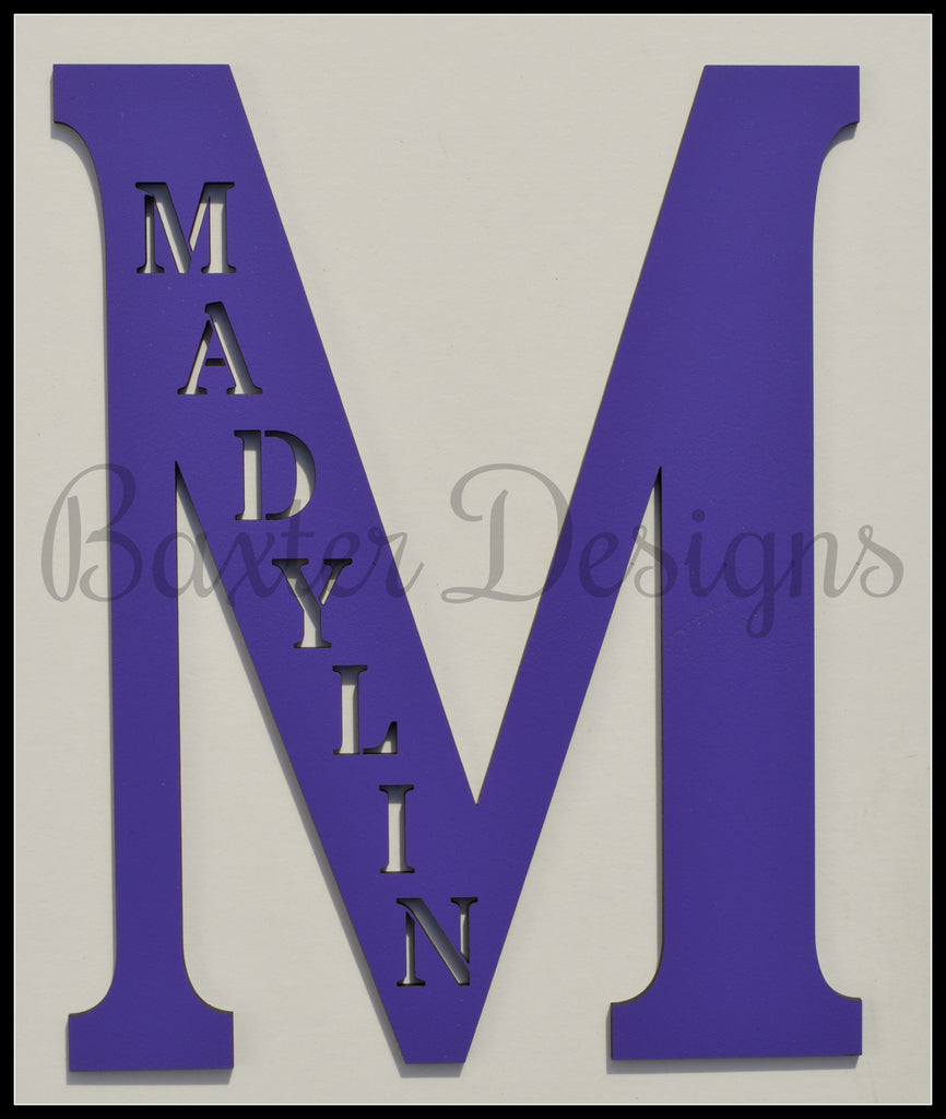 wooden letters personalised purple