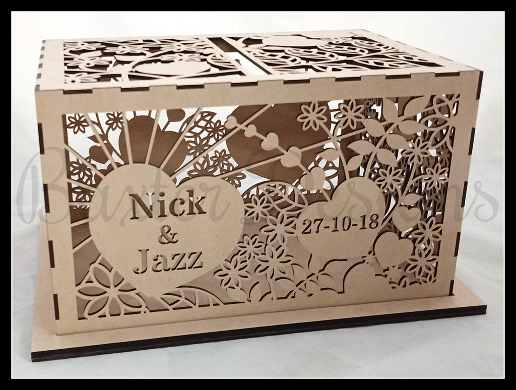 FLAT PACK of Single Box RAW Wooden Wedding Engagement Party Card Wishing Well Box
