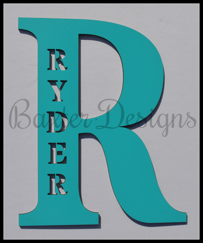 wooden letters personalised aqua