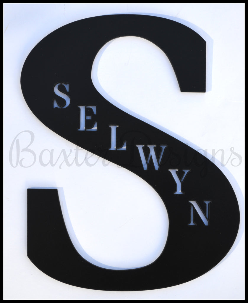 wooden letters personalised black