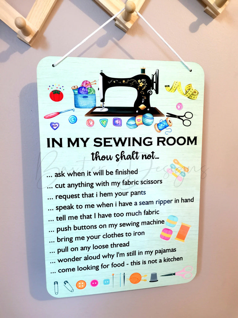 In my Sewing Room Rules Colour Printed Wood Sign - Baxter Designs Australia
