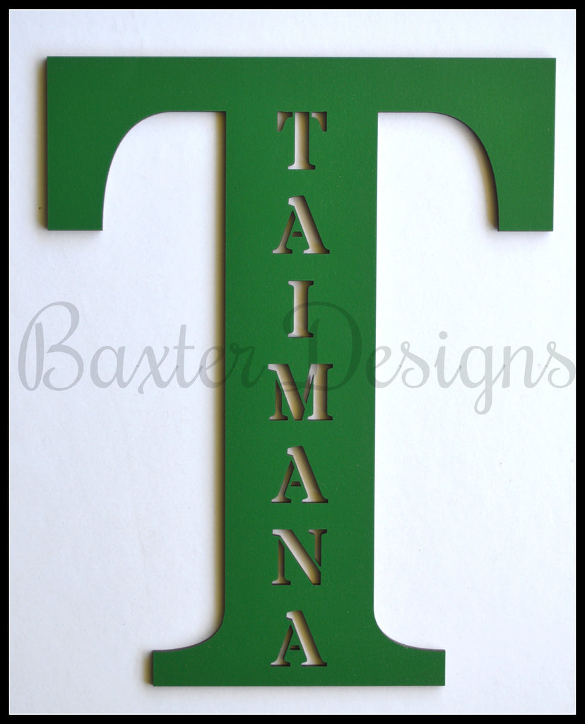wooden letters personalised green