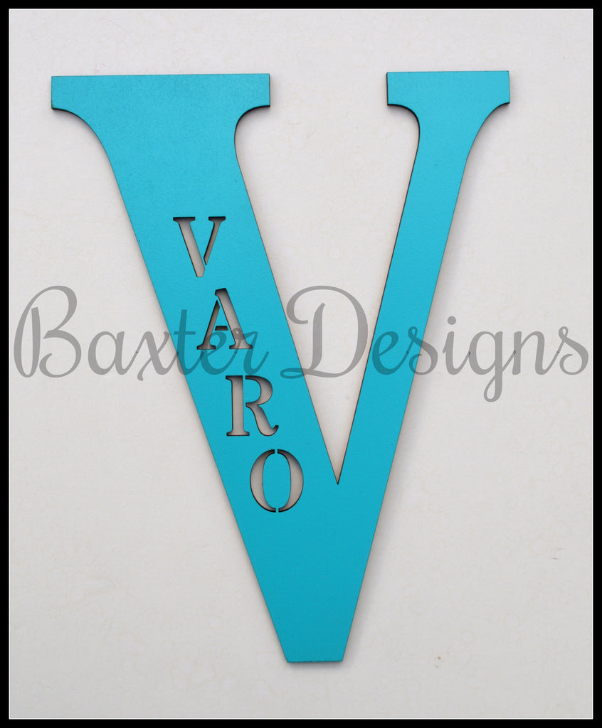 wooden letters personalised aqua