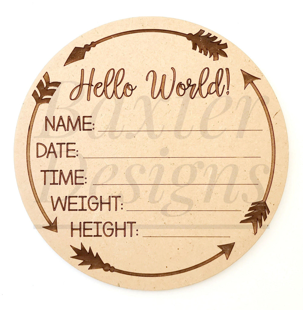 Wood Birth Announcement Disc Plaque Sign