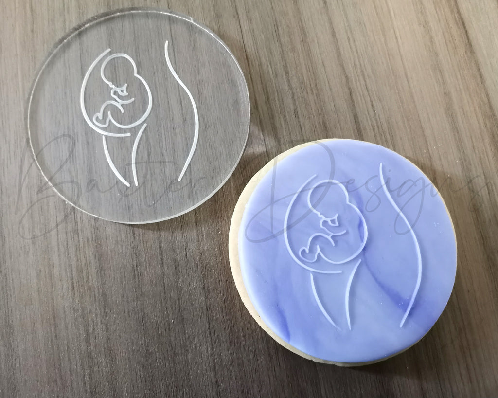 Fondant Cookie Biscuit Stamp Baby Shower Pregnancy Belly