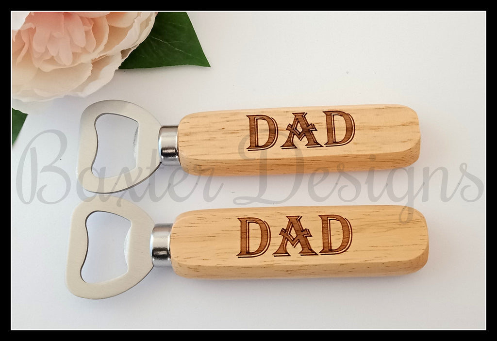 Wooden Handle Bottle Opener Gift for fathers grandfathers grandads