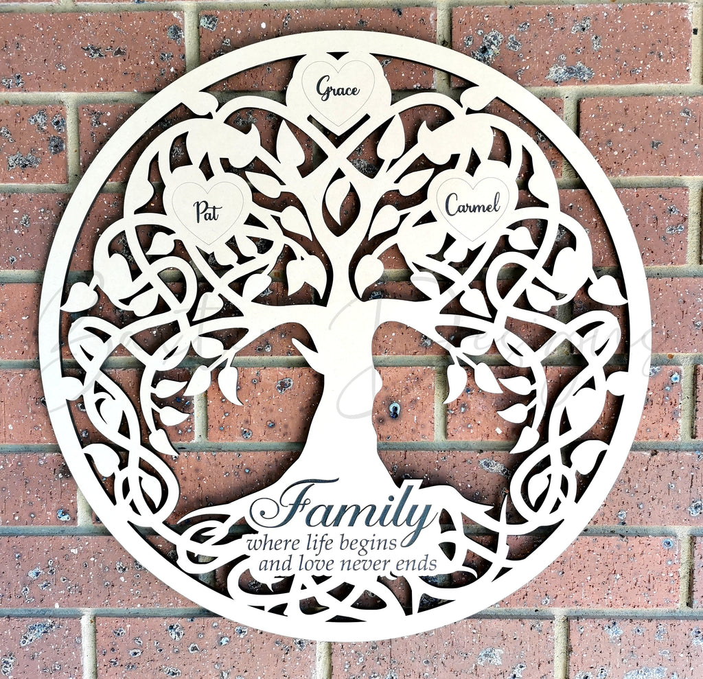 Family Tree of Life Wooden Name Hearts Mothers Day Birthday Present