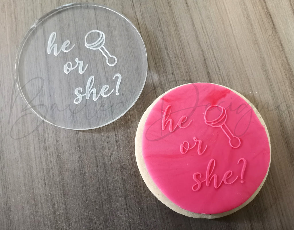 Fondant Cookie Biscuit Stamp Baby Shower He or She