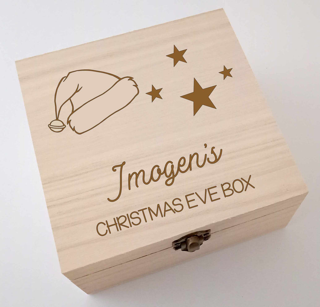Christmas Eve Wood Box Personalised Engraved Square Box Wooden