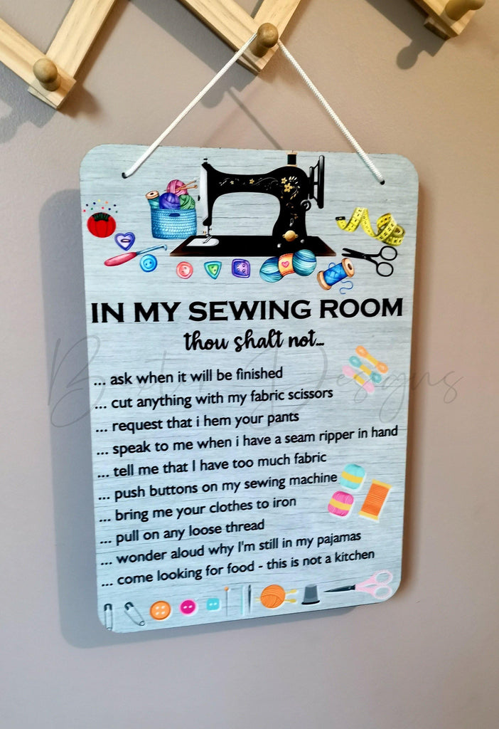 In my Sewing Room Rules Colour Printed Wood Sign - Baxter Designs Australia