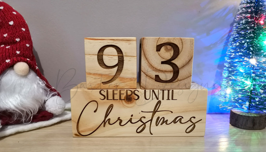Christmas Countdown Sleeps Until Christmas Wooden Blocks