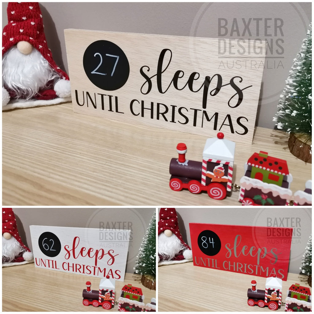 Christmas Countdown Sleeps Until Christmas Wooden Freestanding Sign