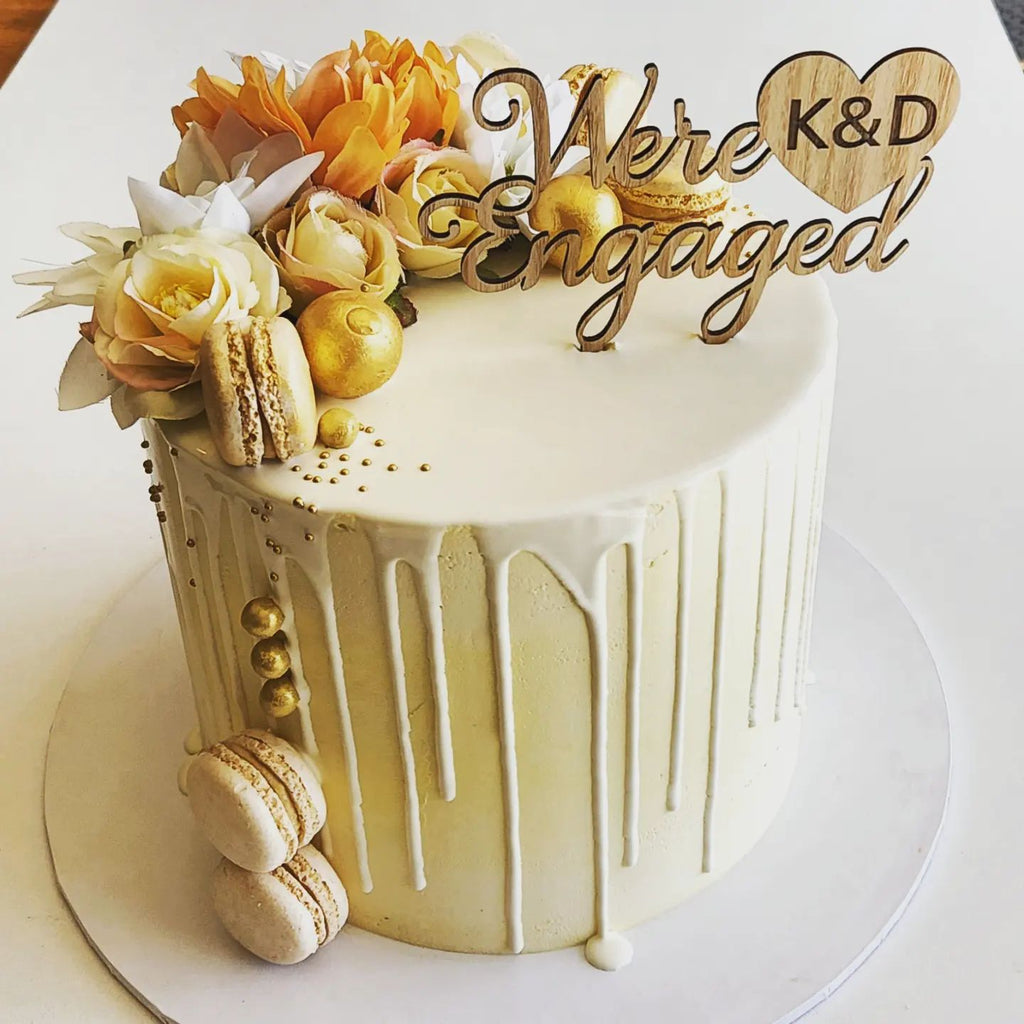 Personalised Bamboo Wood Cake Topper Birthday Wedding Engagement Custom
