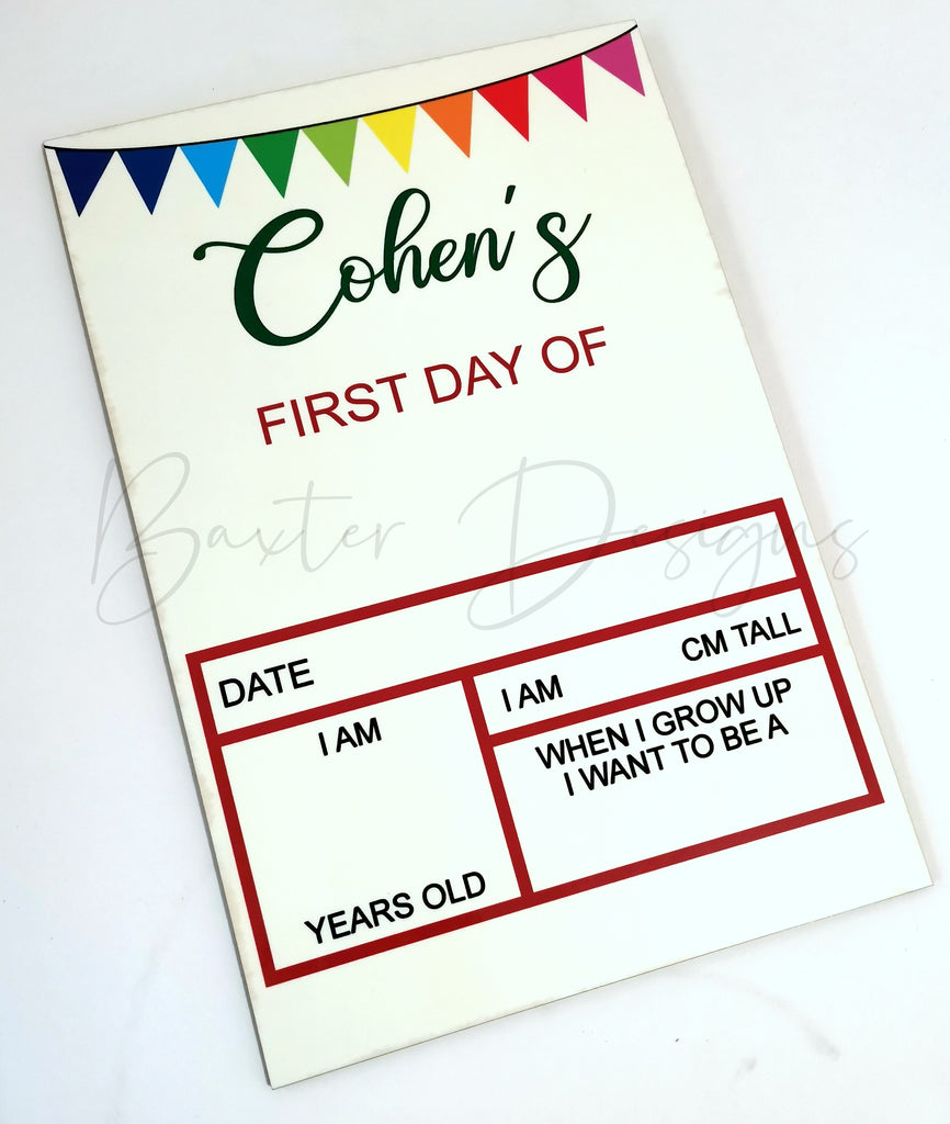 First Day of School Photo Milestone Whiteboard White with frame