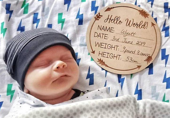 Hello World Baby Birth Announcement Disc - Boho - Baxter Designs Australia